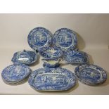 Spode 'Italian' dinner service comprising two tureens, meat plate, gravy boat with stand,