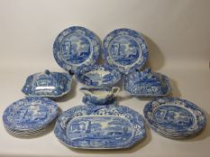 Spode 'Italian' dinner service comprising two tureens, meat plate, gravy boat with stand,