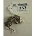 Sterling silver and marcasite dog brooch