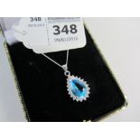 Turquoise stone set pendant necklace stamped 925