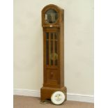 Early 20th century oak grandmother clock case, fitted with movement,