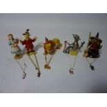 Five 'Wizard of Oz' Hidden Treasures trinket boxes with pendants - 'Dorothy', 'Wicked Witch',