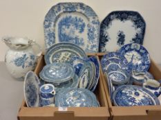 Large 19th century blue and white meat plate.