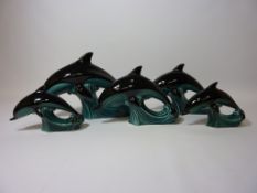 Five Poole dolphins L27cm diminishing