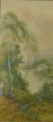 'On the Severn' watercolour signed by Charles Frederick Allbon 49cm x 22cm