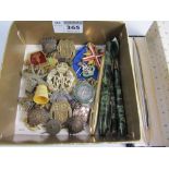 Military badges, buttons, vintage hallmarked silver medals,