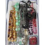 Vintage bead necklaces, watch chains,