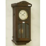 Early 20th century wall hanging clock with carved detail H77cm