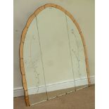 Art Deco period frameless arched top overmantle mirror,