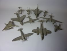 11 Royal Hampshire pewter aeroplane models