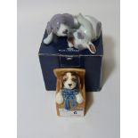Royal Copenhagen 'Pointer Puppies Playing' (boxed) and another dog ornament from 'The Puppy