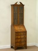 Reprodux Bevan Funnel mahogany serpentine fall front bureau bookcase fitted with four graduating