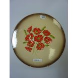 Eskdale Studio Pottery plaque decorated with poppies D36.