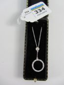 Contemporary circle stone set pendant necklace stamped 925