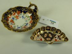Royal Crown Derby fan shape pin dish, pattern no. 2451 and one other (2) Condition Report Handled
