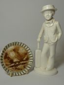 Bruce Bairnsfather pin tray D11cm and a Spode figure 'Batsman' modelled by Pauline Shone (2)