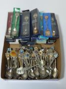 Collection of souvenir spoons in one box