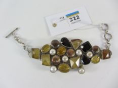 Cuff stone set fashion bracelet stamped 925