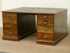 Early Victorian mahogany partners desk, one side fitted with knee hole and eight drawers,