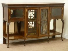Late Victorian rosewood shaped front side cabinet fitted with two cupboards either side with centre