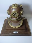 20th century copper and brass model of a diver's helmet,