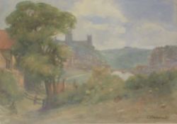 Durham, early 20th century watercolour indistinctly signed by C. Y.