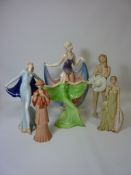 Three Art Deco period Katzhütte figures H32cm diminishing, Wallendorfer Porzellan nude and two other