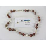 Agate bead and pearl necklace