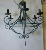 Wrought metal six branch chandelier H60cm
