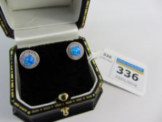 Pair of blue opal dress ear-rings stamped 925