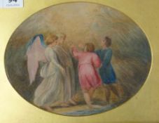 'Pilgrims Progress', 19th century oval watercolour after Stodhart,