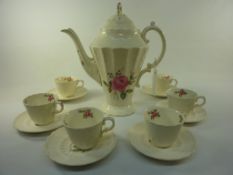 Spodes Jewel creamware style coffee set in the 'Billingsley Rose' pattern - six place settings