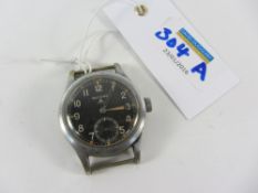 WWII British Forces 'Record' 15 jewel wristwatch with military broad arrow on dial and case,