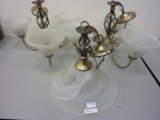 Pair of three branch centre light fittings H34.