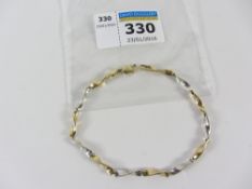 White and yellow gold link bracelet hallmarked 9ct approx 6.