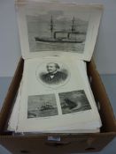 Large collection of 19th century engravings in one box