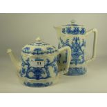 William Moorcroft McIntyre and Co Aurelianware teapot and hot water jug decorated in underglaze blue