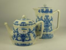 William Moorcroft McIntyre and Co Aurelianware teapot and hot water jug decorated in underglaze blue