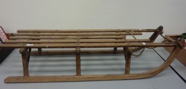 Mid 20th century Swiss wooden sledge marked 'Davos' L24cm