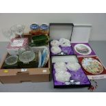 Harrods crystal bottle coaster and set of coasters, Royal Albert collector's plate and crystal,