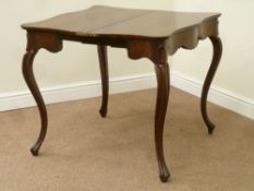 Georgian flamed mahogany serpentine tea table with fold over top on pull out carved cabriole leg