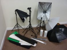 Photographic studio equipment - including two 5500K bulbs, extendable tripod bases,