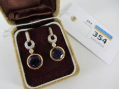 Pair of amethyst and diamond accent pendant ear-rings