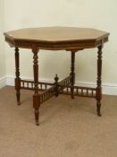 Edwardian walnut octagonal centre table on fluted leg base, D92cm,