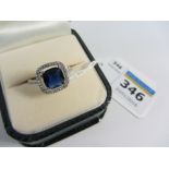 Halo set blue stone dress ring stamped 925