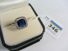 Halo set blue stone dress ring stamped 925