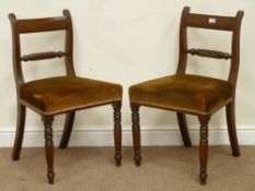 Pair Regency mahogany chairs with rope twist back rails,