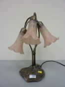 Floral design three branch table lamp H40cm