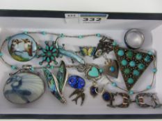 Turquoise, enamel,