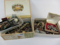 Vintage and later costume jewellery in four boxes